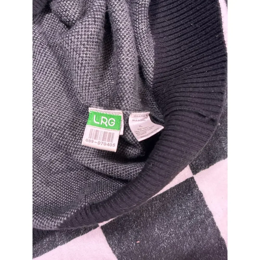 Lifted Research Group LRG All Over Print V Neck Sweater Mens XL Black Gray Y2K